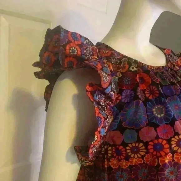 PINCH Floral Print Ruffle Cap Sleeve Midi Dress L - Picture 10 of 11